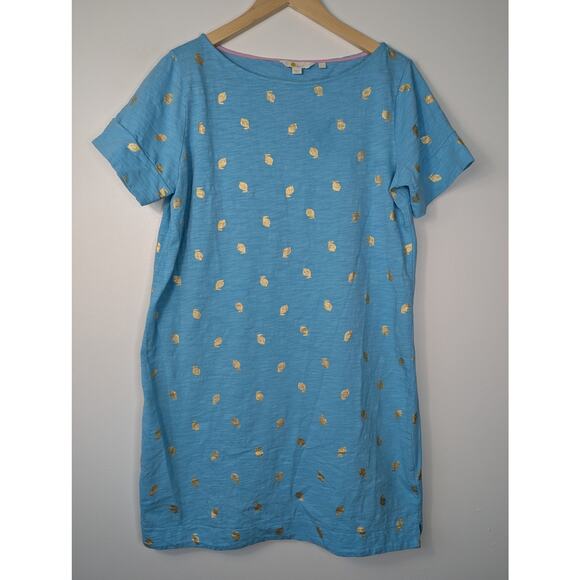 Boden Lemon Foil Print Darcey Jersey Mini Short Sleeve T-Shirt Dress - Picture 2 of 7